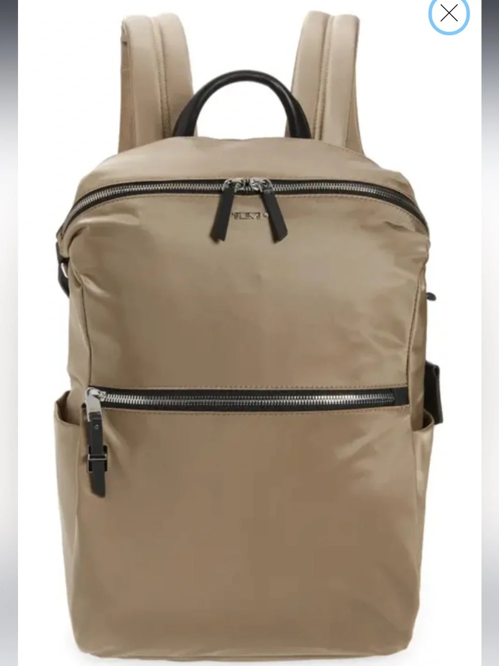 Tumi Voyageur Paige 15” Nylon & Leather Backpack Khaki Bag NWOT